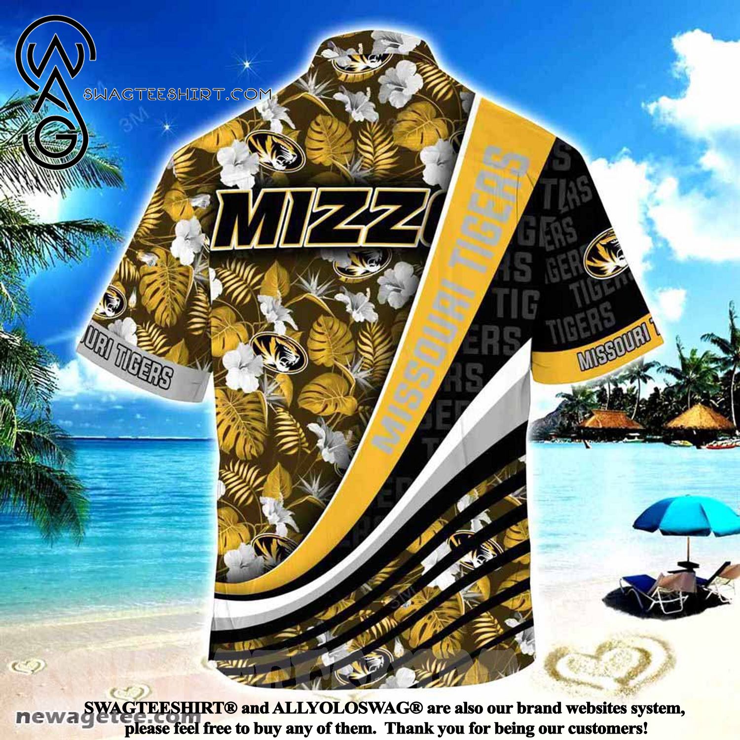Missouri Tigers With Tropical Flower Pattern Summer Beach Hawaiian Shirt