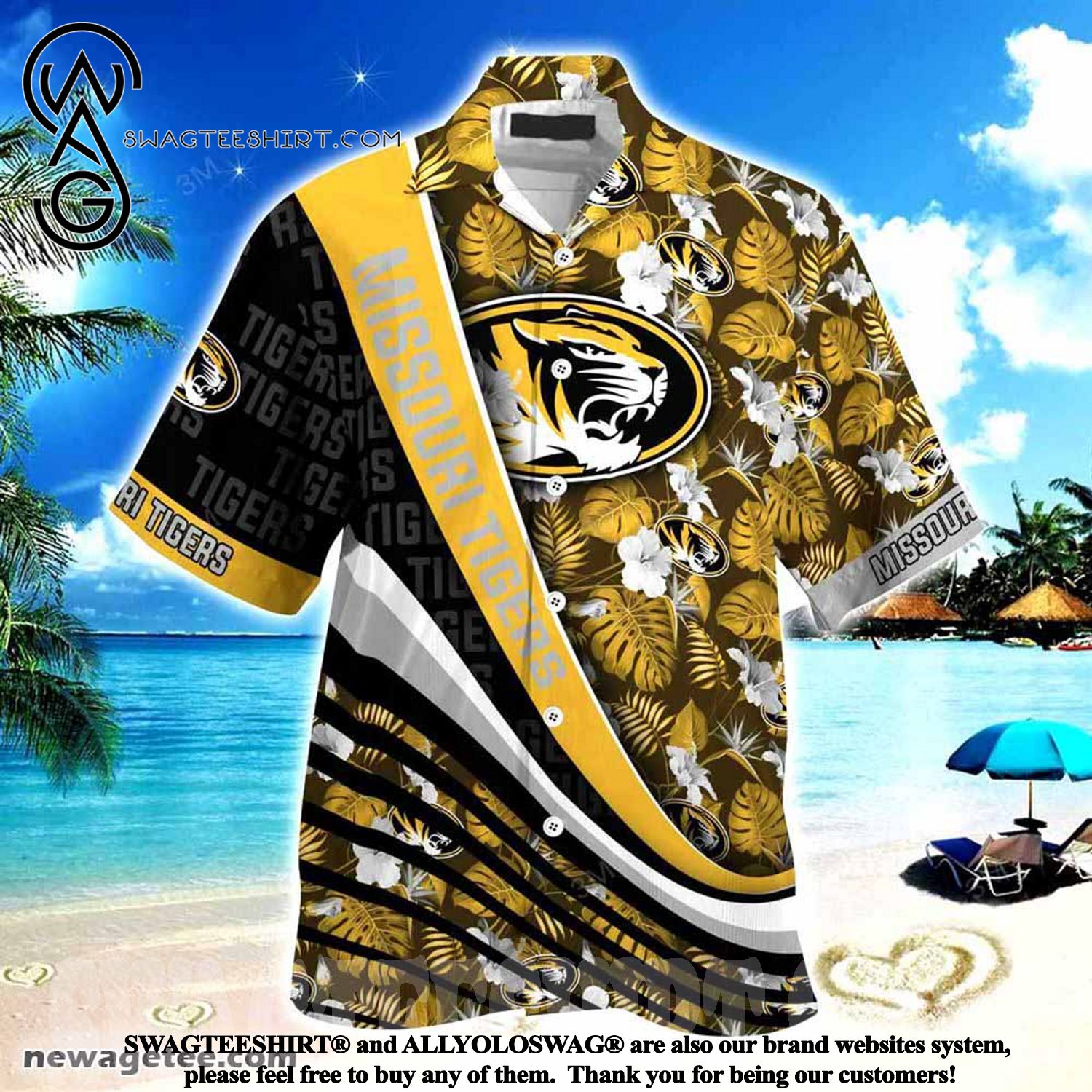 Missouri Tigers With Tropical Flower Pattern Summer Beach Hawaiian Shirt