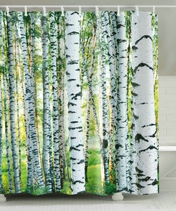 Misty Forest California Redwood Trees Bathroom Shower Curtain - Waterproof Fabric