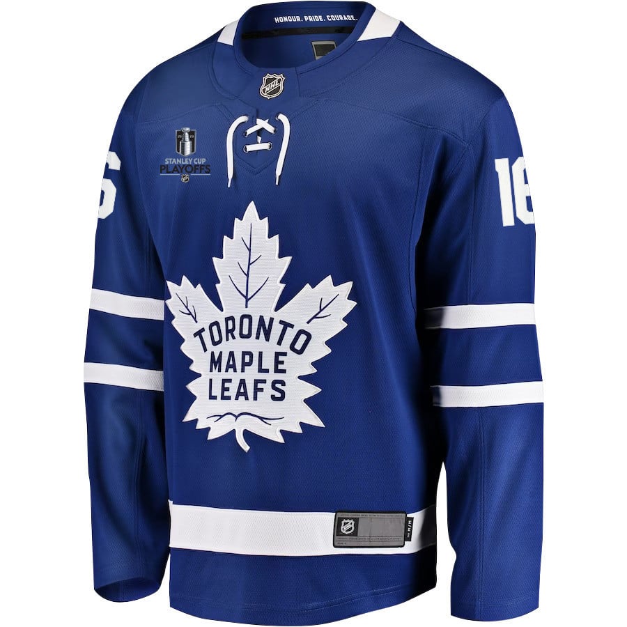 Mitchell Marner 16 Toronto Maple Leafs Stanley Cup 2023 Playoffs Patch Home Breakaway Men Jersey - Blue