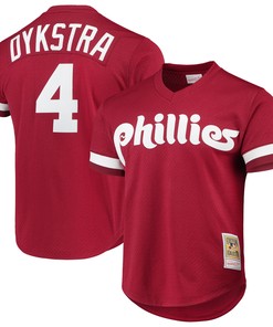 Mitchell & Ness Lenny Dykstra Philadelphia Phillies Cooperstown Collection Mesh Batting Practice Jersey - Scarlet Mlb