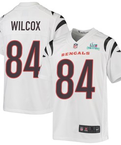 Mitchell Wilcox 84 Cincinnati Bengals Super Bowl LVII Champions Youth Game Jersey - White