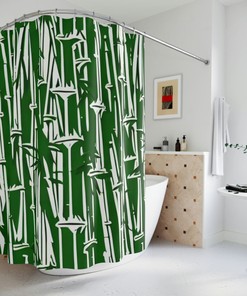 Modern Abstract Art Bamboo Shower Curtain - Stylish and Trendy Bathroom Decor
