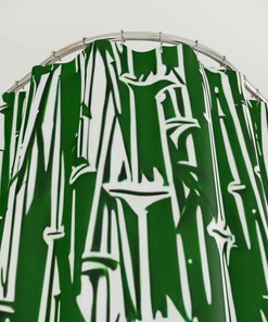 Modern Abstract Art Bamboo Shower Curtain - Stylish and Trendy Bathroom Decor