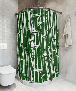Modern Abstract Art Bamboo Shower Curtain - Stylish and Trendy Bathroom Decor