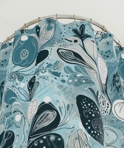 Modern Abstract Floral Shower Curtain, Blue Botanical Design