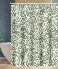 Modern Abstract Leaves Branches Creative Art Shower Curtain for Trendy Bathroom Decor