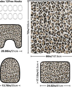 Modern Abstract Leopard Spot Shower Curtain and Mat for Contemporary Bathroom Decor