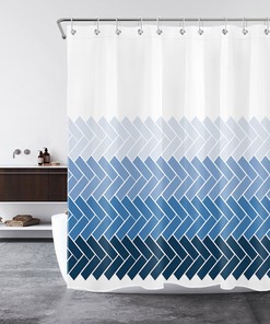 Modern Art Shower Curtain - Blue Ombre Geometric Pattern for Bathroom Decor