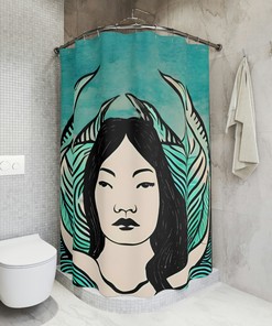 Modern Asian Mermaid Shower Curtain - Home Decor Bathroom Curtain