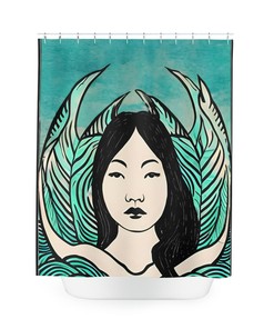 Modern Asian Mermaid Shower Curtain - Home Decor Bathroom Curtain