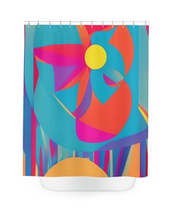 Modern Boho Floral Shower Curtain - Abstract Art with Vibrant Colors