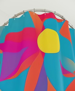 Modern Boho Floral Shower Curtain - Abstract Art with Vibrant Colors