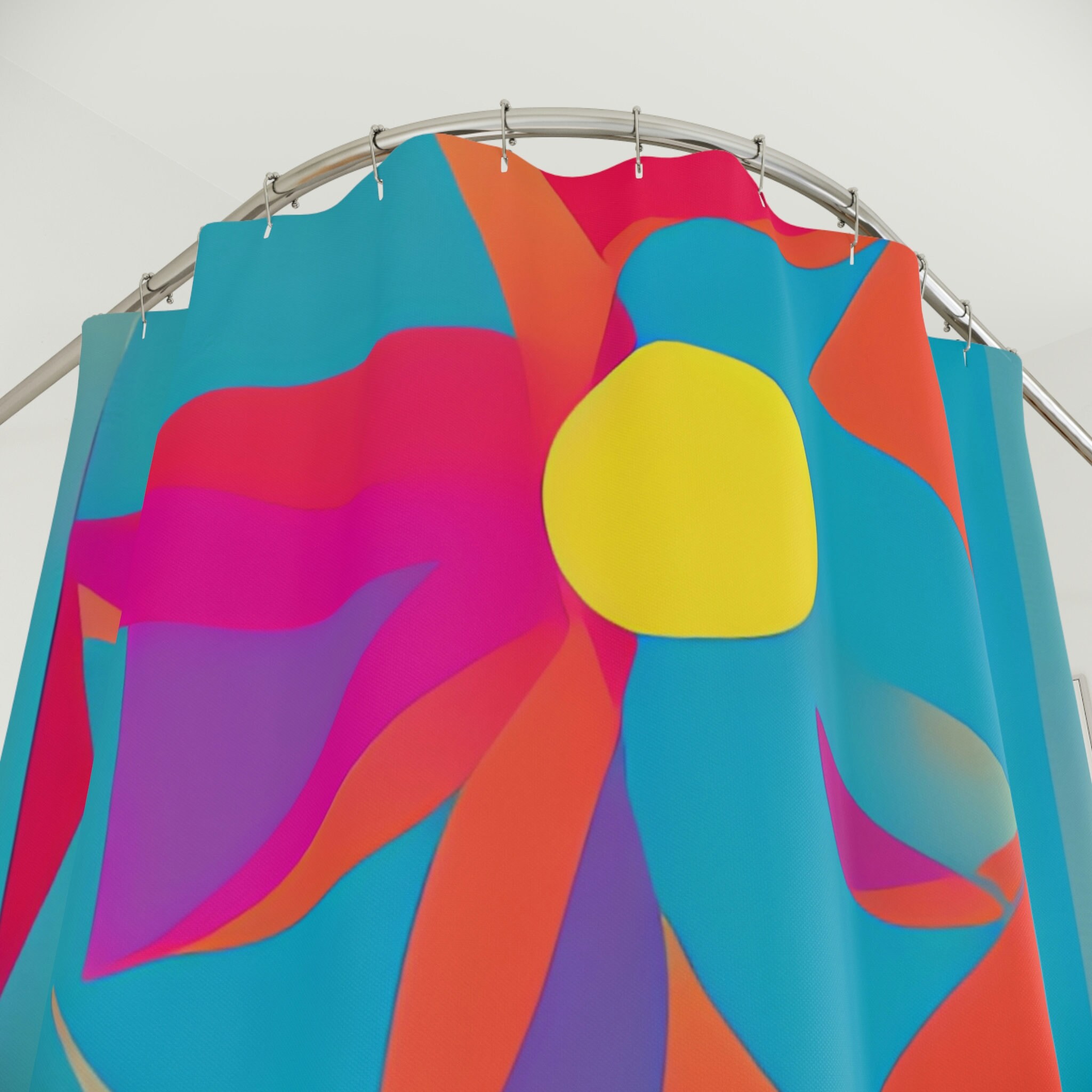 Modern Boho Floral Shower Curtain - Abstract Art with Vibrant Colors