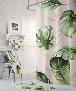 Modern Boho Shower Curtain with Spring and Summer Floral Design
