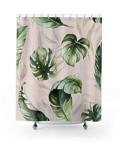 Modern Boho Shower Curtain with Spring and Summer Floral Design