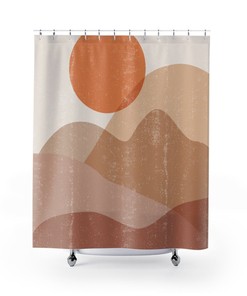 Modern Boho Sun Print Shower Curtain for Stylish Bathroom Decor 