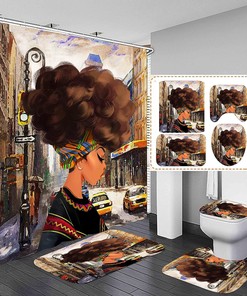 Modern City African American Shower Curtain for Chic Bathroom Decor 