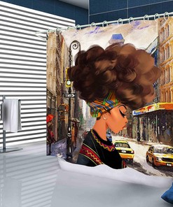 Modern City African American Shower Curtain for Chic Bathroom Decor