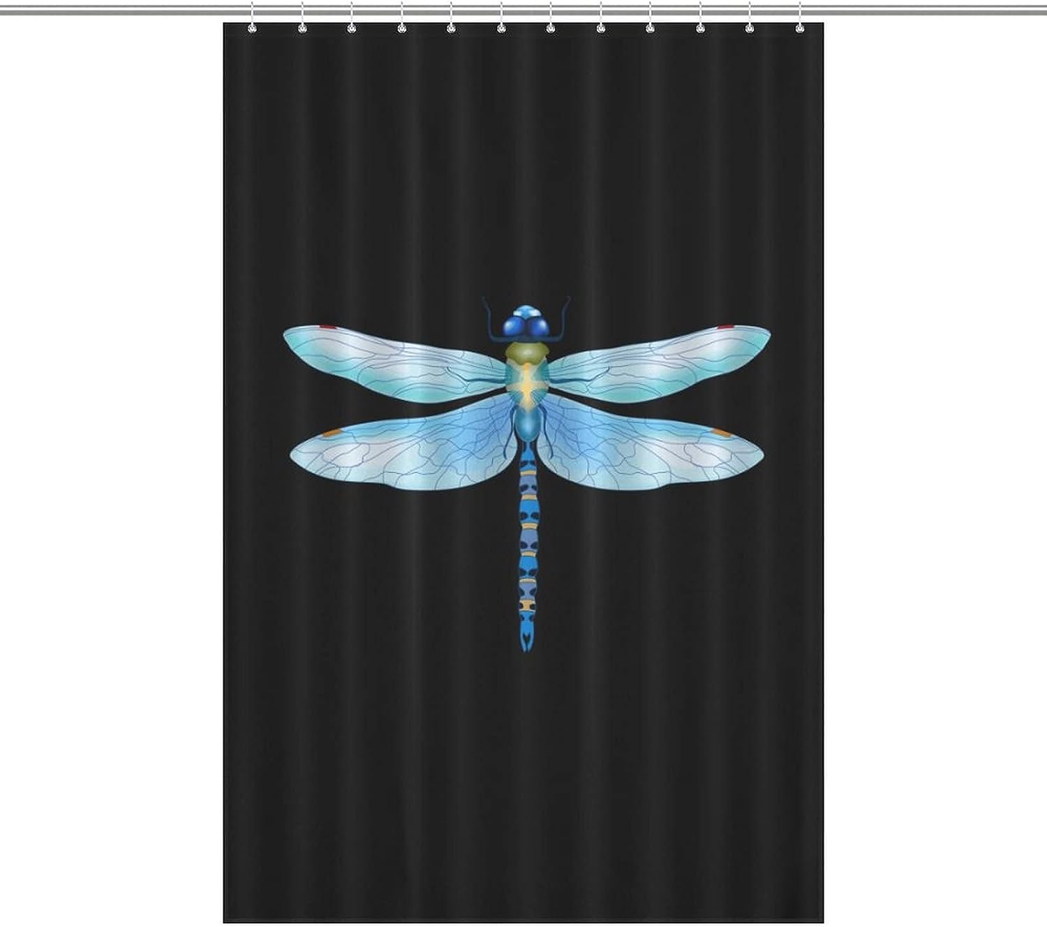 Modern Dragonfly Shower Curtain, Blue Design, Waterproof Fabric, Bathroom Decoration