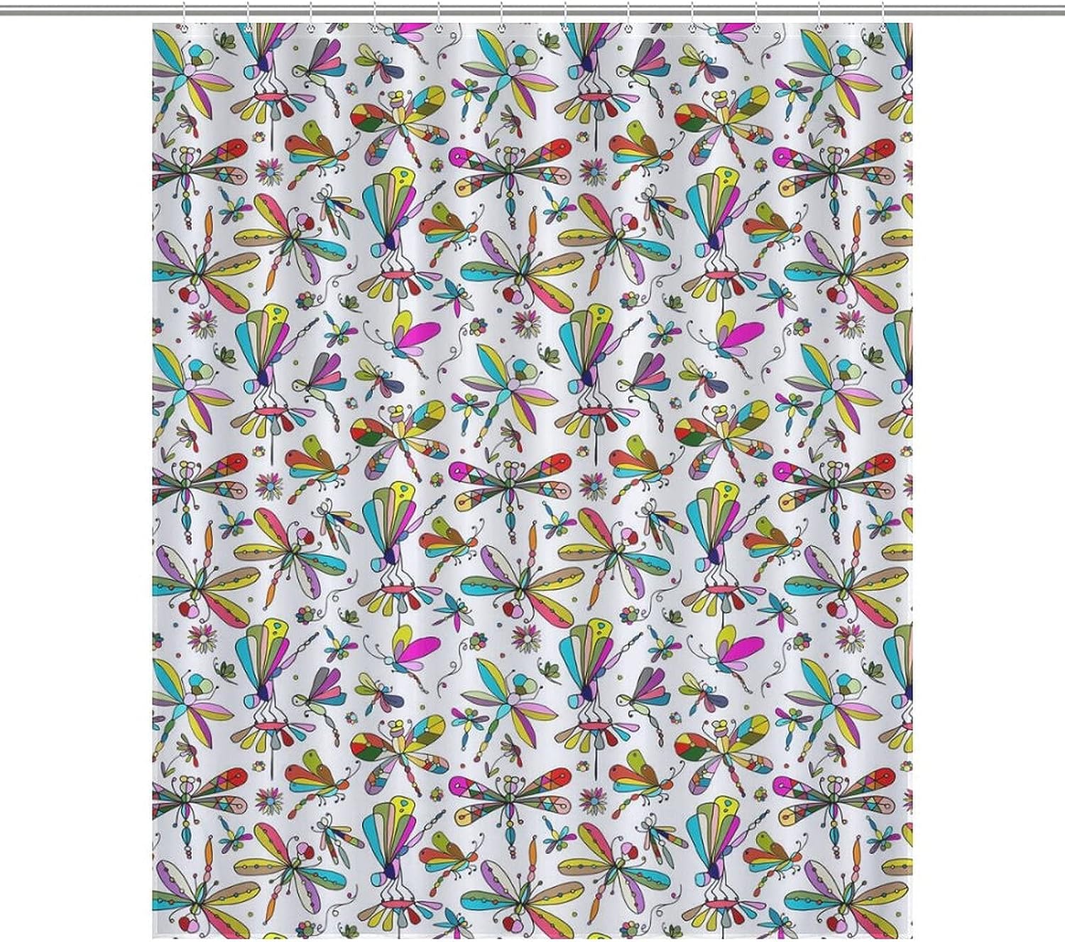 Modern Dragonfly Shower Curtain for Bathroom Showers and Bathtubs