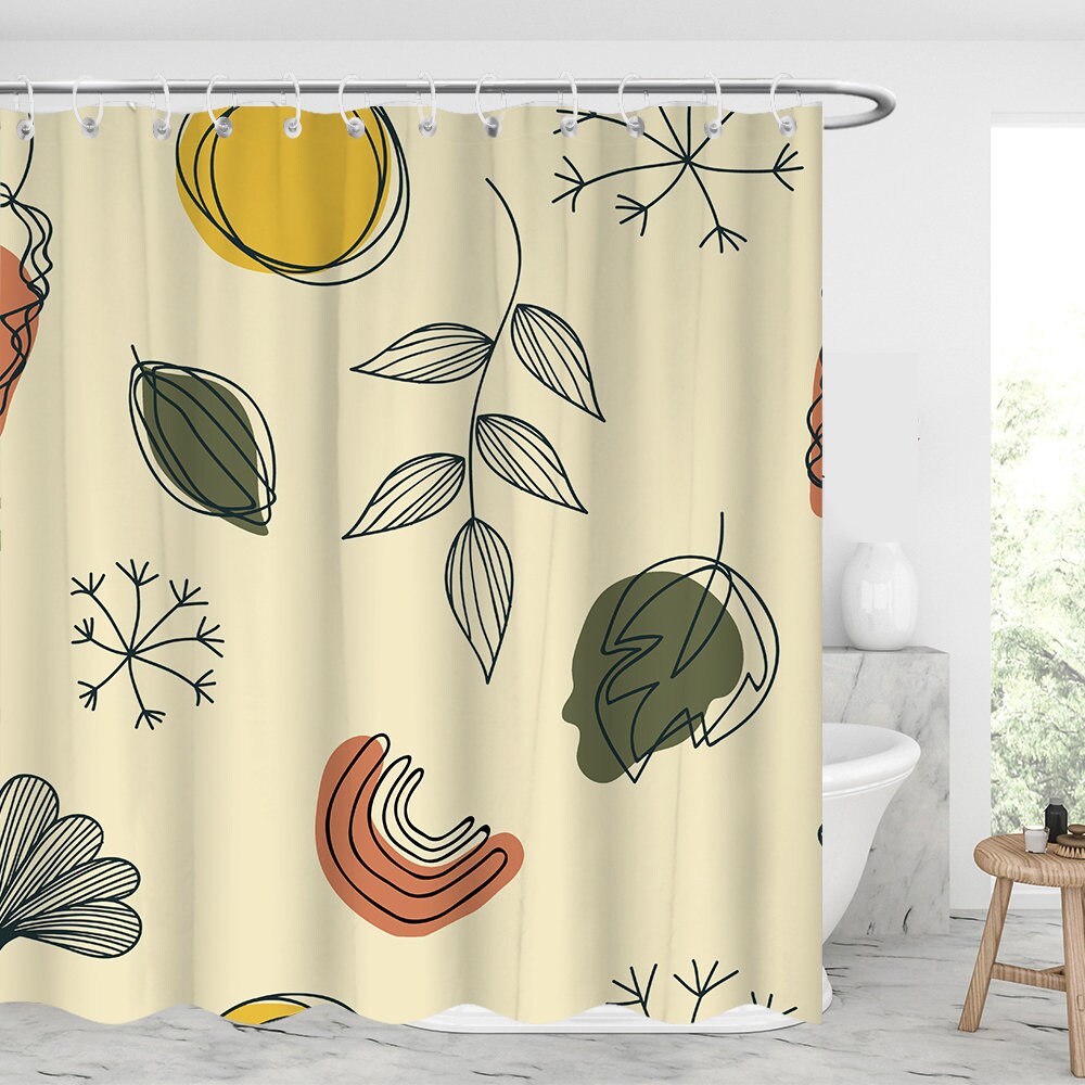Modern Geometric Line Art Shower Curtain for Graduation/Father's Day Gift
