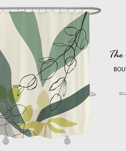 Modern Leaves Shower Curtain - Art Heavy Duty Fabric Waterproof Bathroom Decor