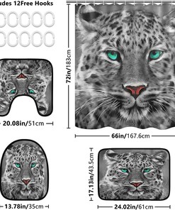 Modern Leopard Shower Curtain and Mat for Simple Bathroom Decor
