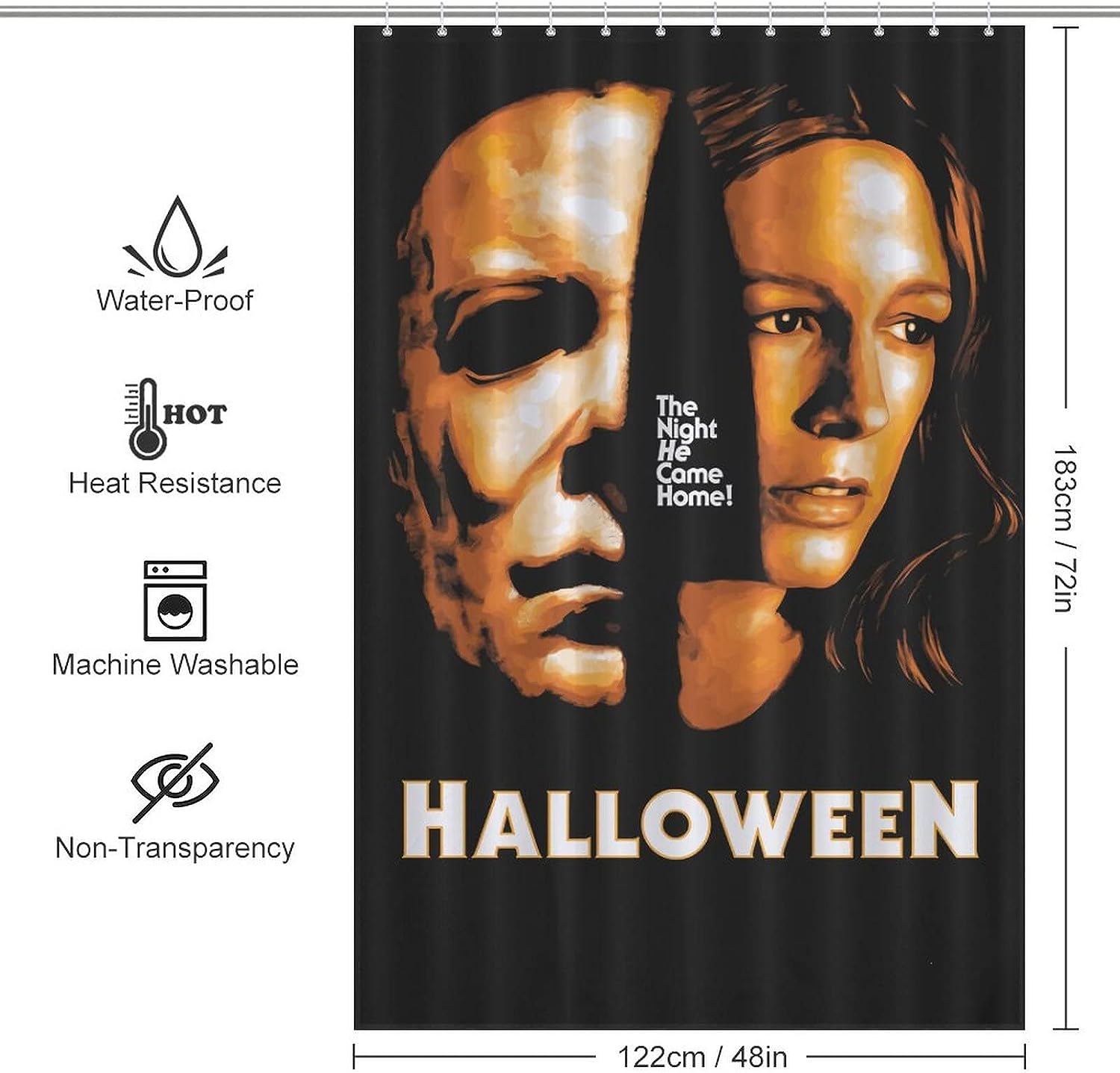 Modern Style Michael Myers Halloween Bathroom Shower Curtain