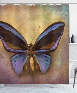 Monarch Butterfly Shower Curtain, Vintage British Grunge Victorian Photography Art Theme Print for Bathroom Décor
