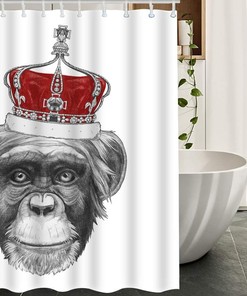 Monkey King with Crown Shower Curtain - Cool Trendy Animal Bathroom Decor
