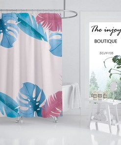 Monstera Shower Curtain with Boho Leaves Design, Customizable Sizes, Perfect for Bathroom Home Decor - Bathroom Curtain
