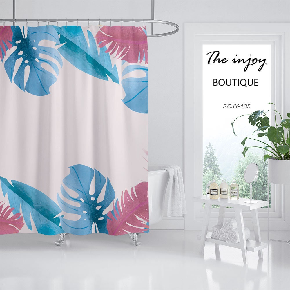 Monstera Shower Curtain with Boho Leaves Design, Customizable Sizes, Perfect for Bathroom Home Decor - Bathroom Curtain
