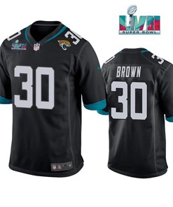 Montaric Brown 30 Jacksonville Jaguars Super Bowl LVII Super Bowl LVII Men Game Jersey- Black