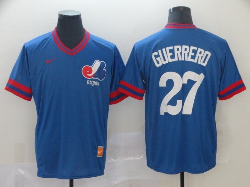 Montreal Expos Vladimir Guerrero #27 Blue Mlb Retro Classic Throwback Jersey