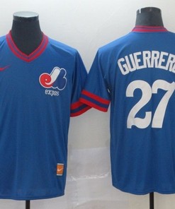 Montreal Expos Vladimir Guerrero #27 Blue Mlb Retro Classic Throwback Jersey