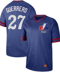 Montreal Expos Vladimir Guerrero #27 Blue Mlb Retro Classic Throwback Jersey