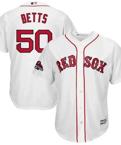 Mookie Betts Boston Red Sox 2018 World Series Champions Cool Base Big And Tall Player Jersey - White