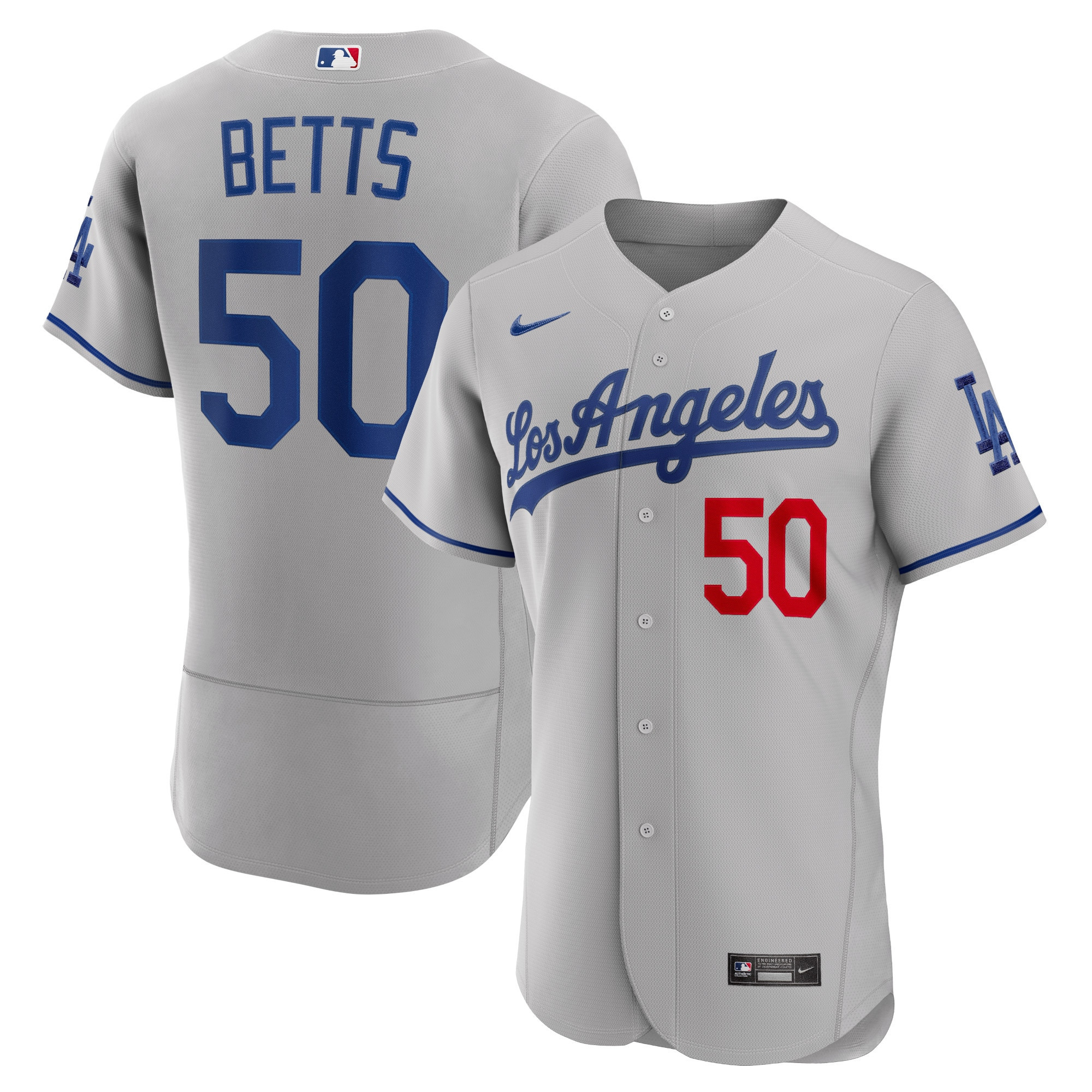 Mookie Betts Los Angeles Dodgers Away Authentic Player Jersey - Gray Mlb