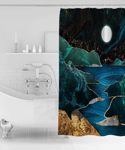 Moon Mountain Shower Curtain - Nature Bathroom Decor