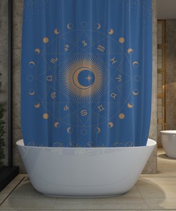 Moon Phases Shower Curtain - Celestial Bathroom Decor