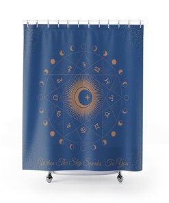 Moon Phases Shower Curtain - Celestial Bathroom Decor