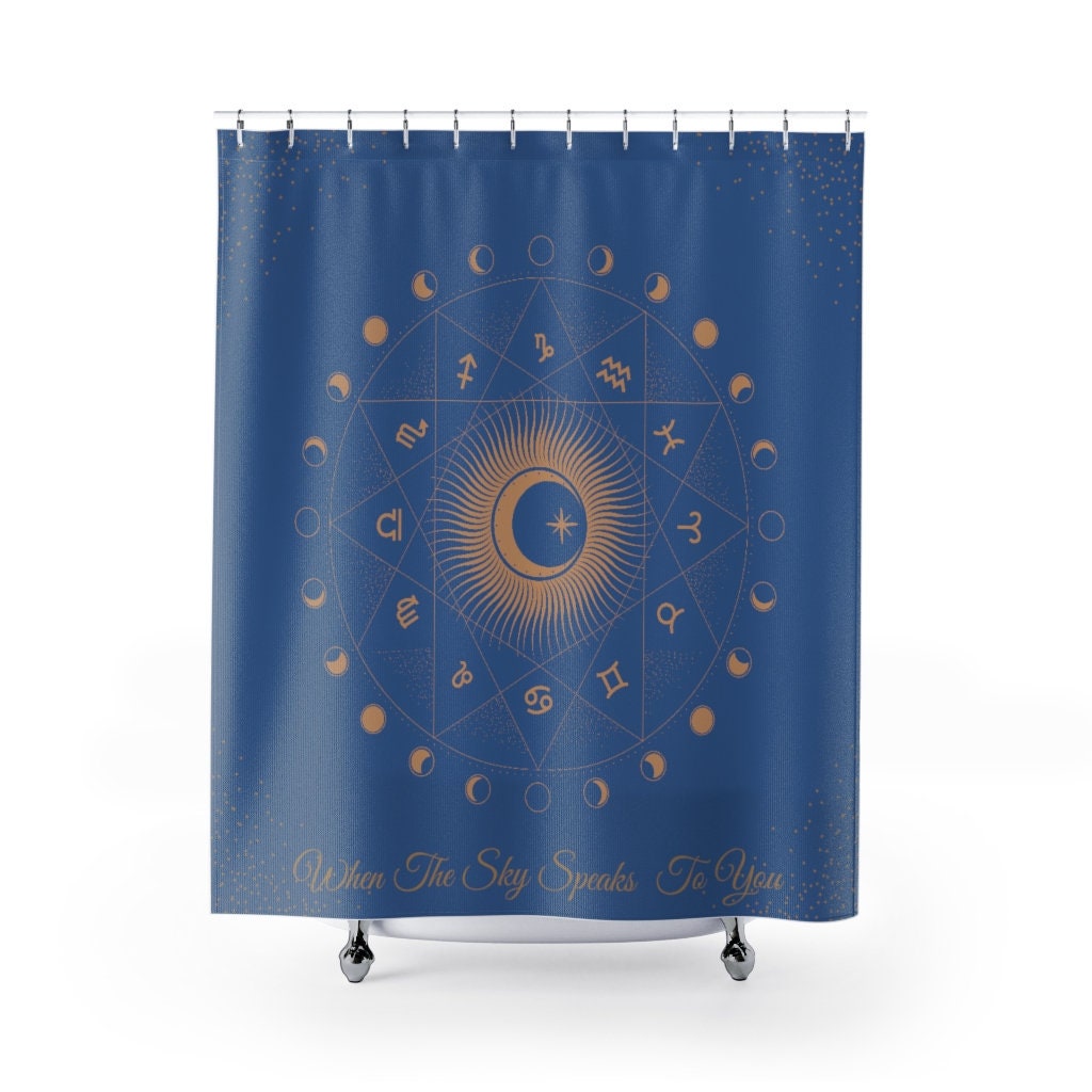 Moon Phases Shower Curtain - Celestial Bathroom Decor