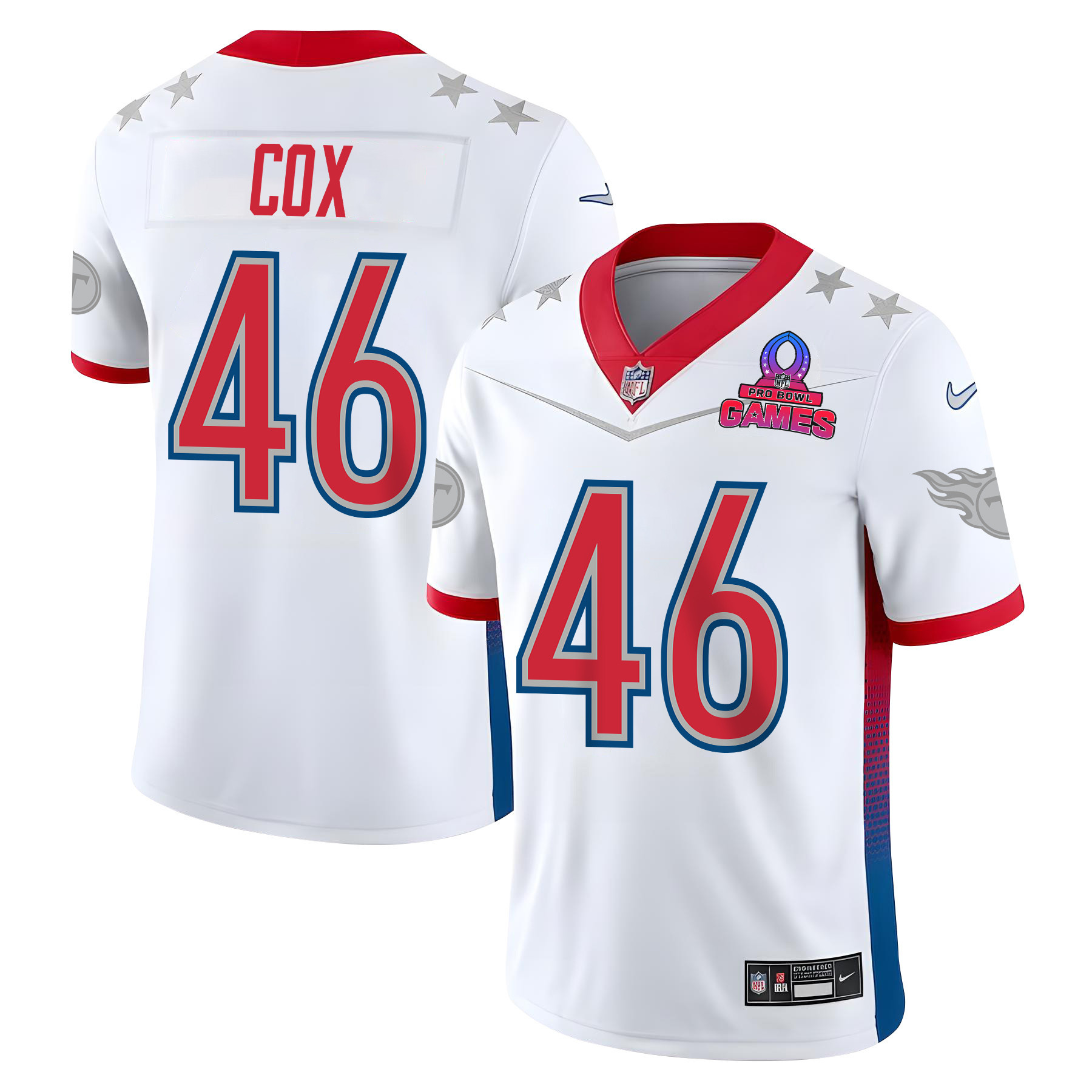 Morgan Cox 46 Titans Pro Bowl 2023 Patch Men Jersey - White