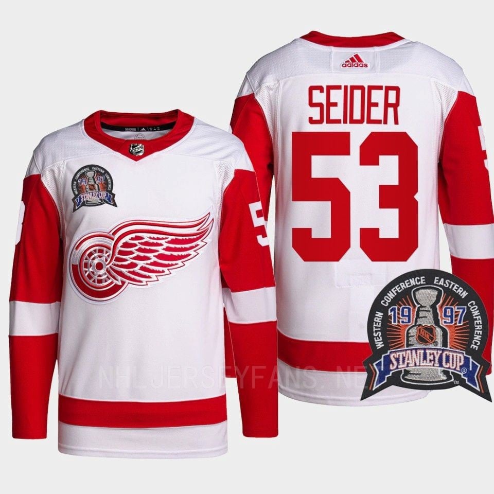 Moritz Seider 53 25th Anniversary Detroit Red Wings Red Jersey