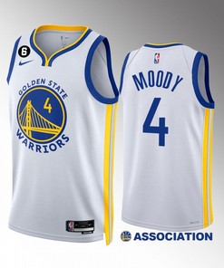 Moses Moody 4 2022-23 Golden State Warriors White Association Edition Jersey NO.6 Patch