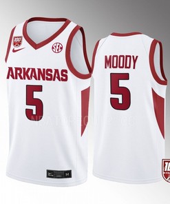 Moses Moody 5 Arkansas Razorbacks 100 Season Uniform Jersey College Basketball White
