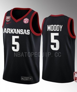 Moses Moody 5 Arkansas Razorbacks Black Jersey 100 Season College Basketball