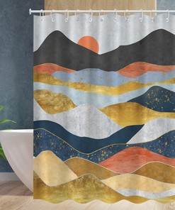 Mountain Forest Boho Shower Curtain for Nature Inspired Bathroom Decor 