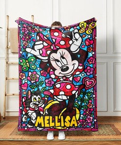 Mouse Movie Custom Name Blanket, Personalized Blanket, Personalized Gifts, Mouse Cartoon Blanket, Gifts For Kid, Baby Blanket
